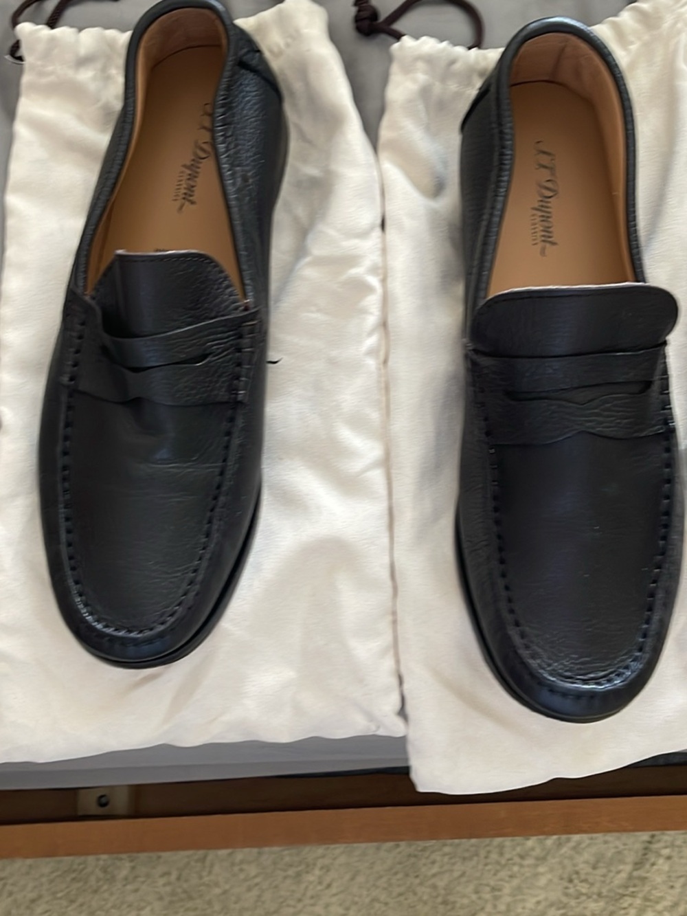 Men's Black Leather Penny Loafers by J.M. Weston